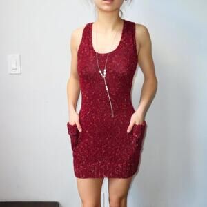 Wet Seal Women's Burgundy and Red Dress